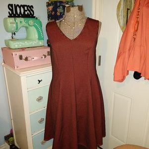 Torrid,2, coral with black mesh overlay, dress.